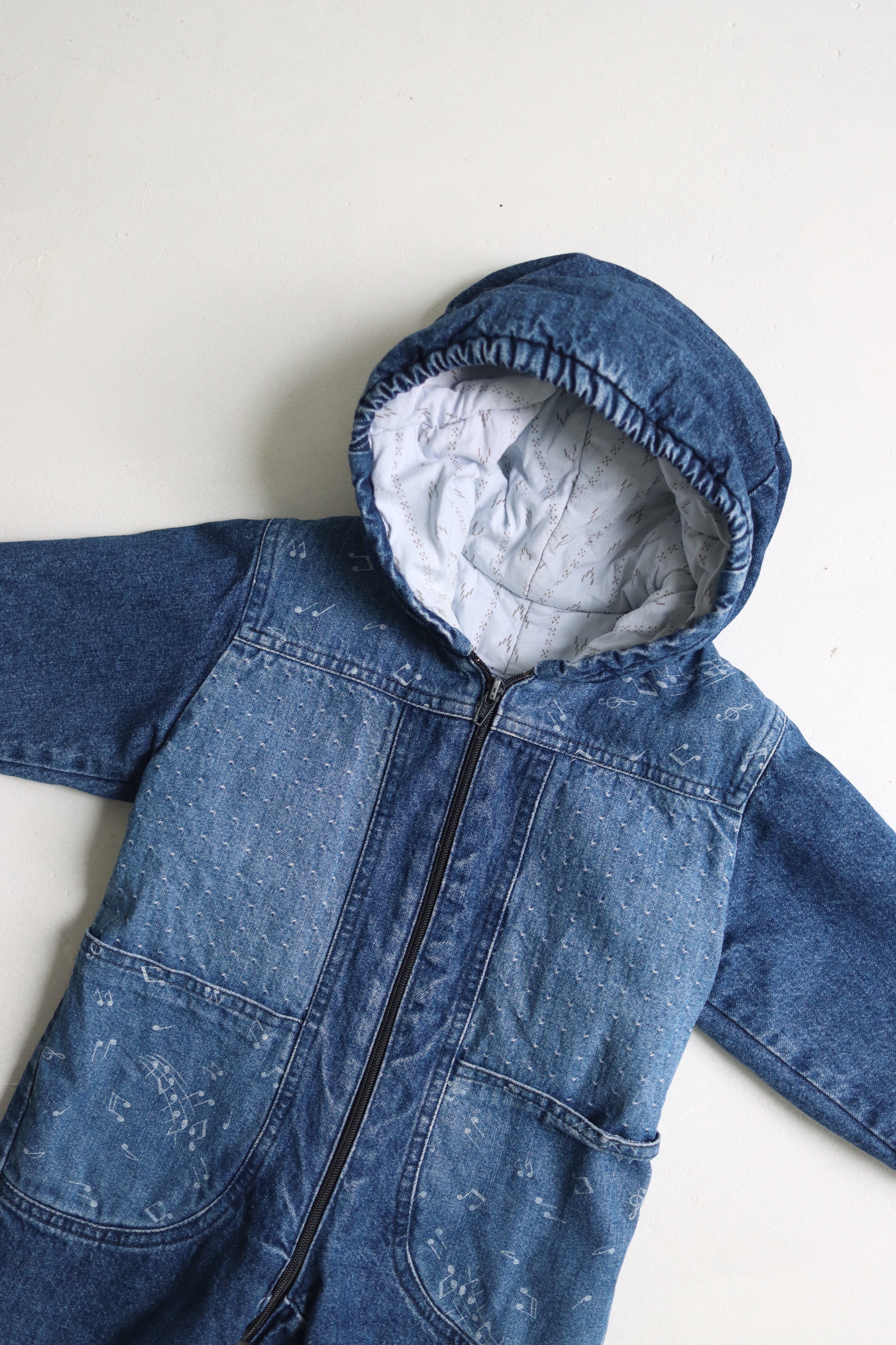 Vintage French denim winter suit - Size 6-12 months