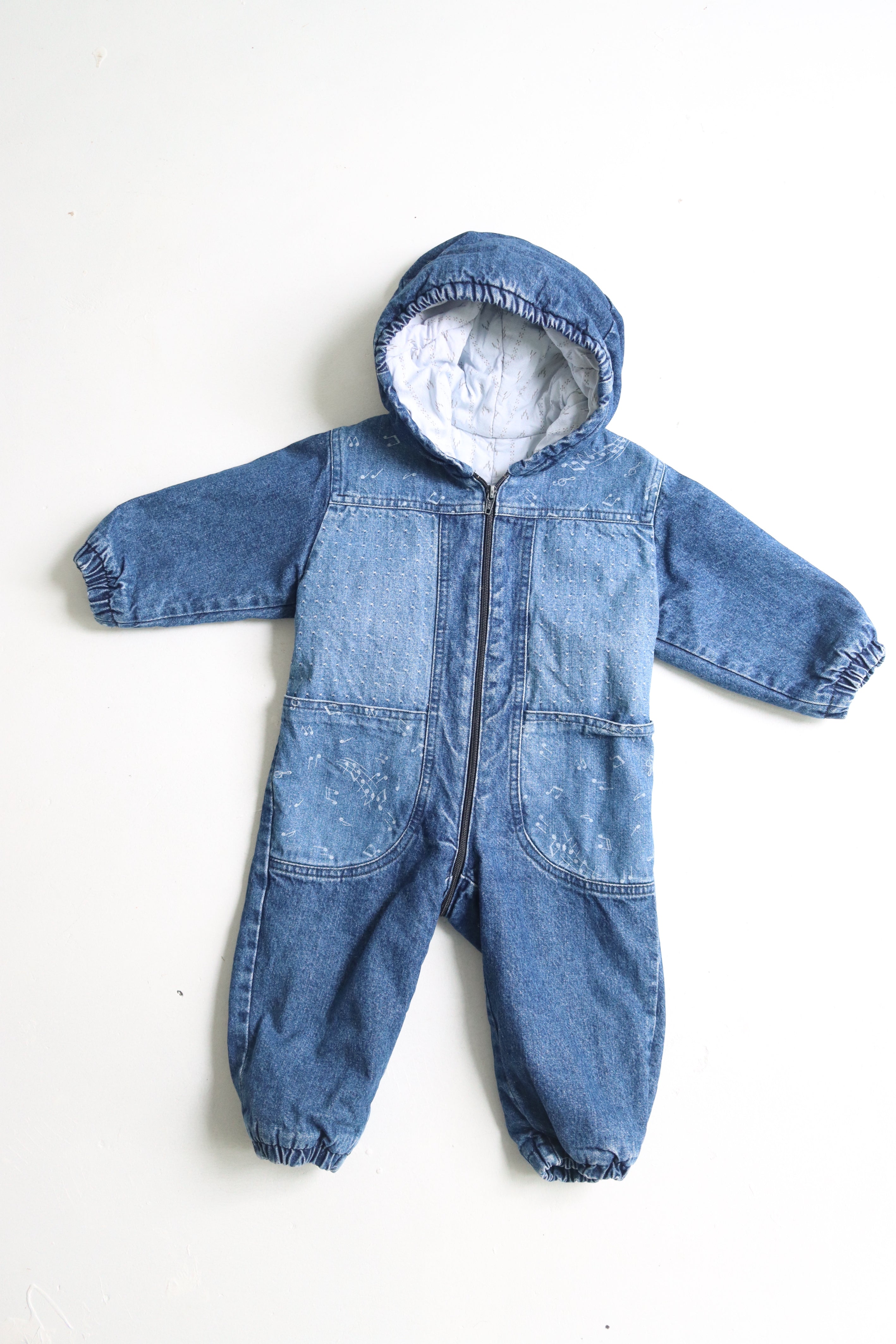 Vintage French denim winter suit - Size 6-12 months