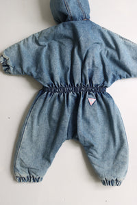 Vintage Guess denim winter suit with pink sherpa - Size 24 months - made in USA