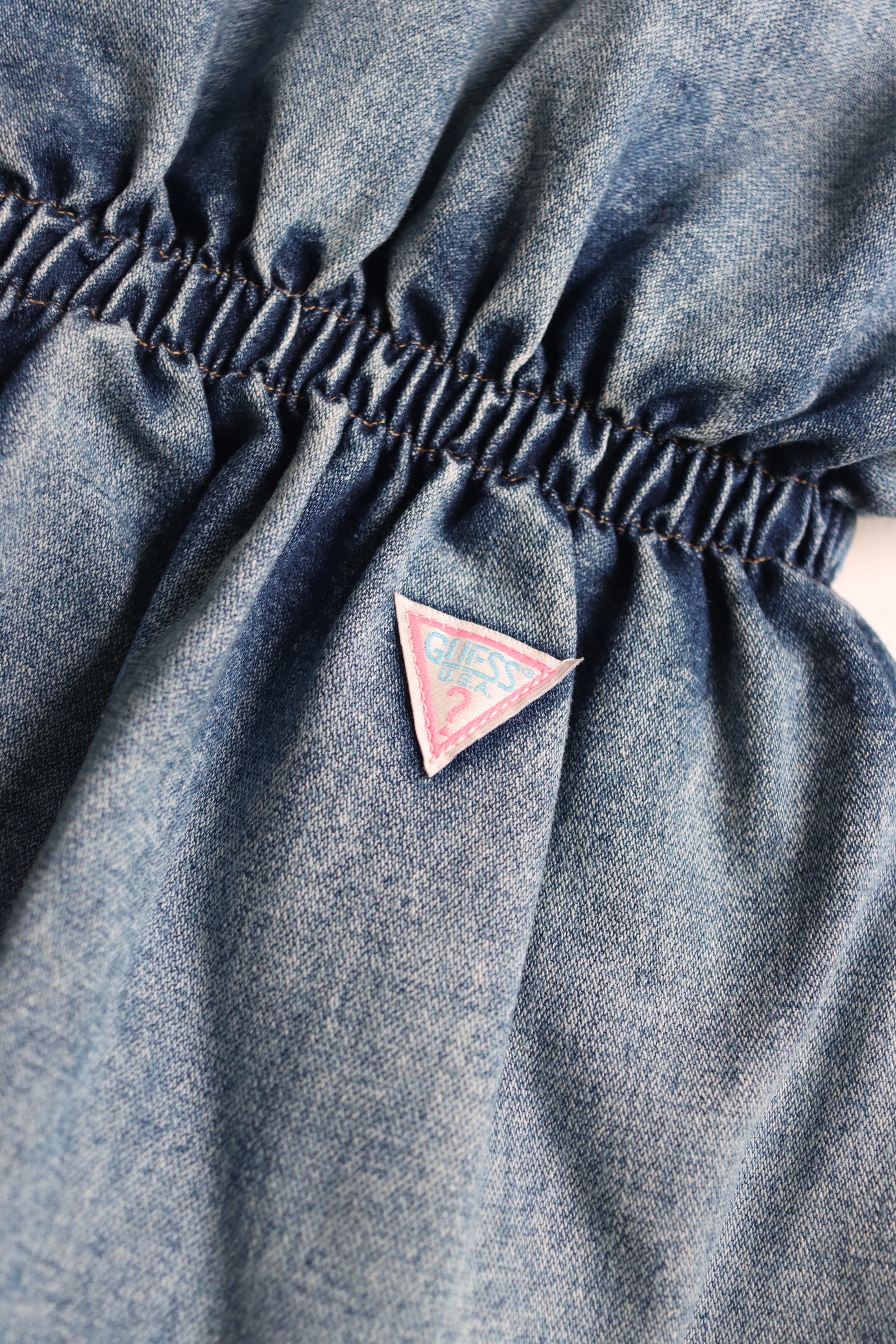 Vintage Guess denim winter suit with pink sherpa - Size 24 months - made in USA