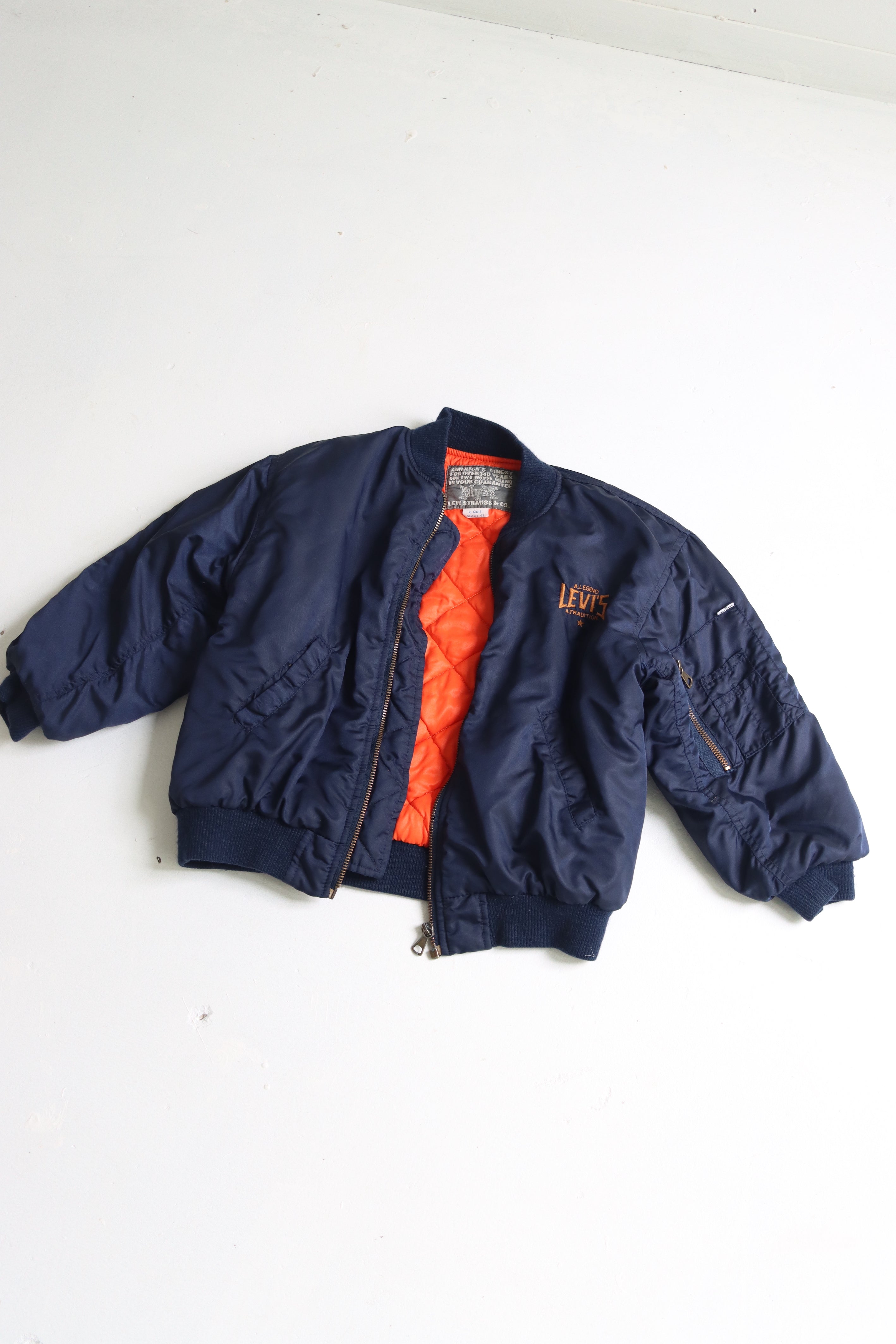 Vintage dark blue Levi's spell-out bomber Jacket - Size 3-4 years