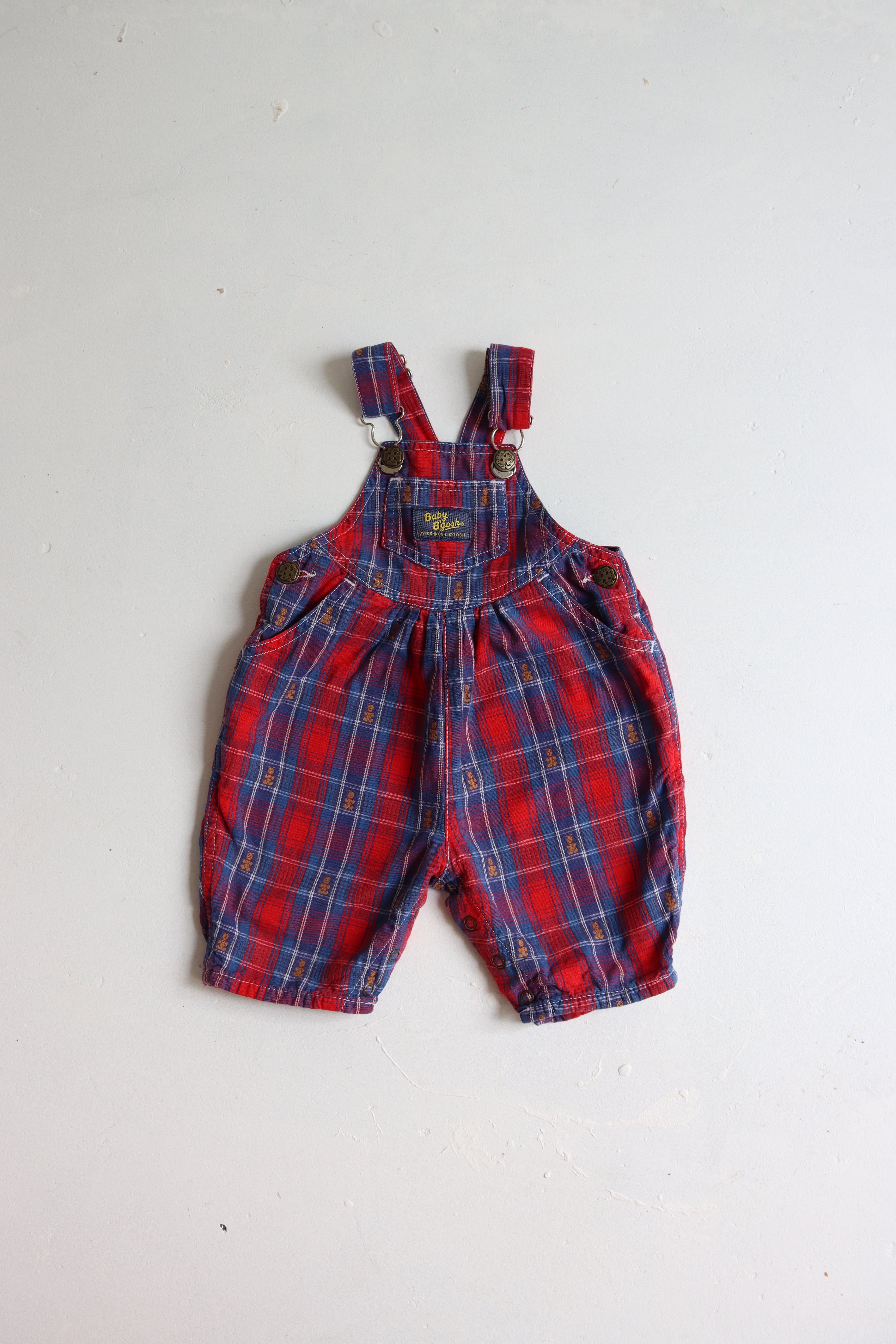 Vintage bubble OshKosh teddy bear plaid print - Size 0-3 months