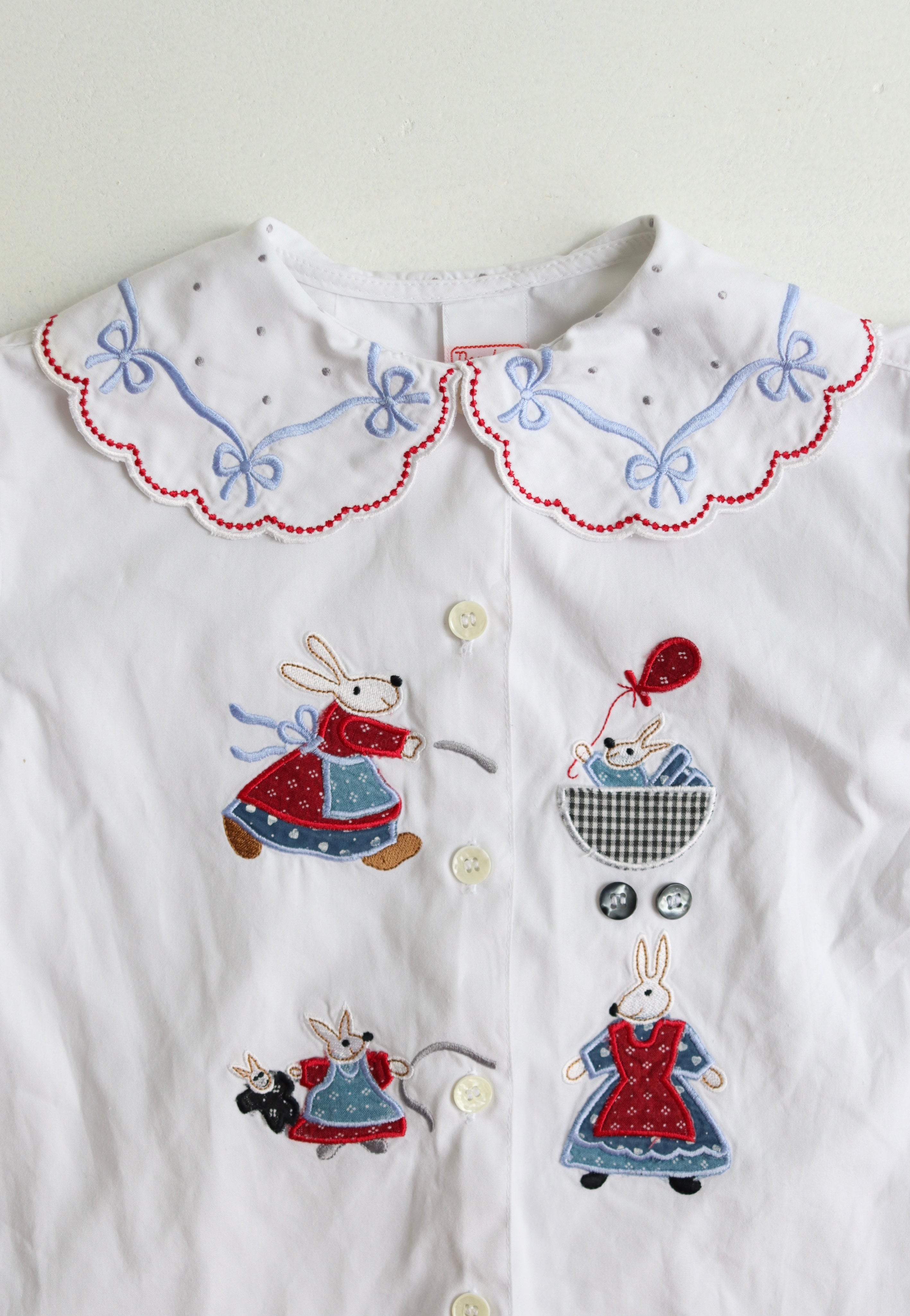 Vintage French white embroidered collared blouse  - Size 4 years - made in France