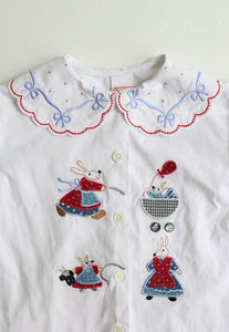 Vintage French white embroidered collared blouse  - Size 4 years - made in France