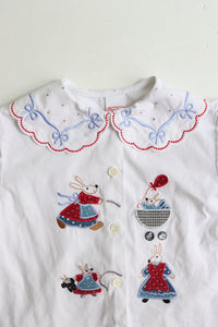 Vintage French white embroidered collared blouse  - Size 4 years - made in France