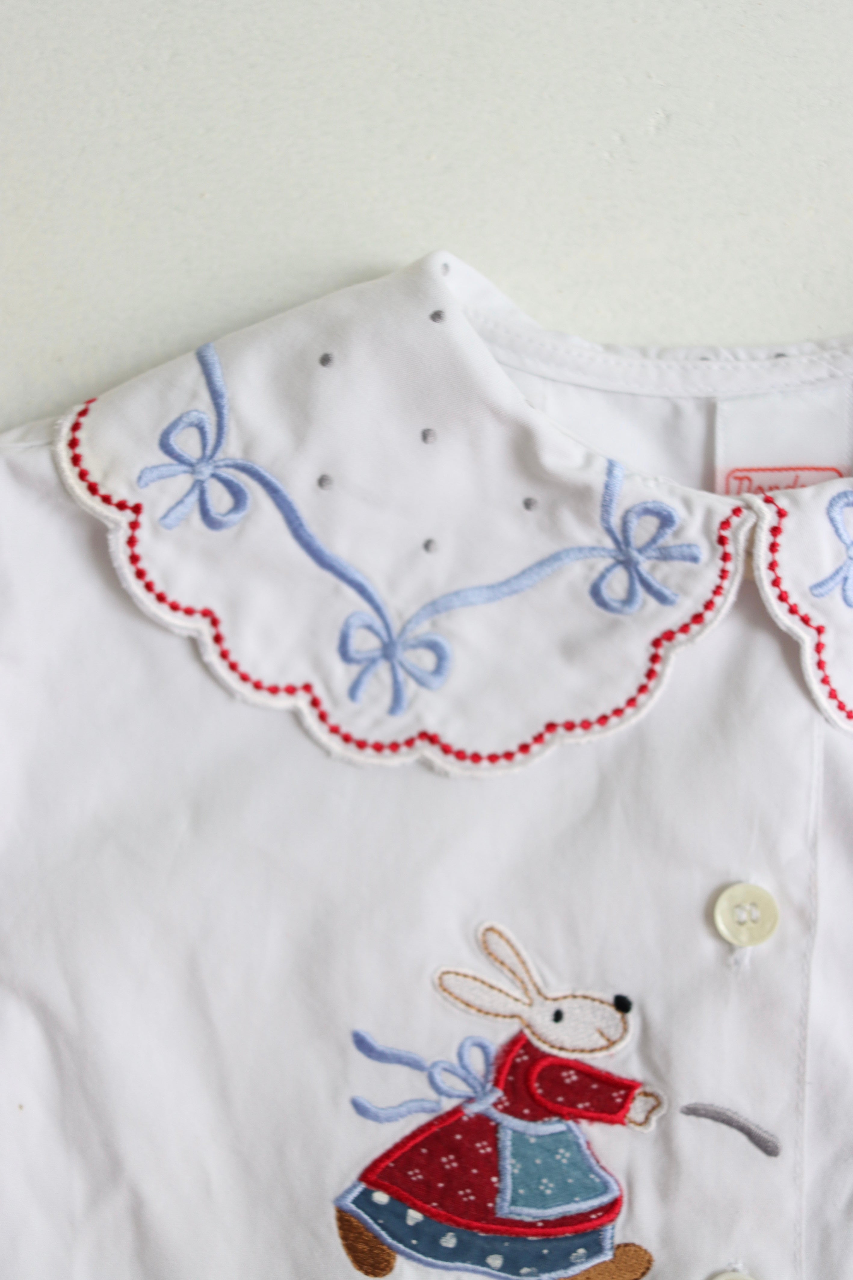 Vintage French white embroidered collared blouse  - Size 4 years - made in France