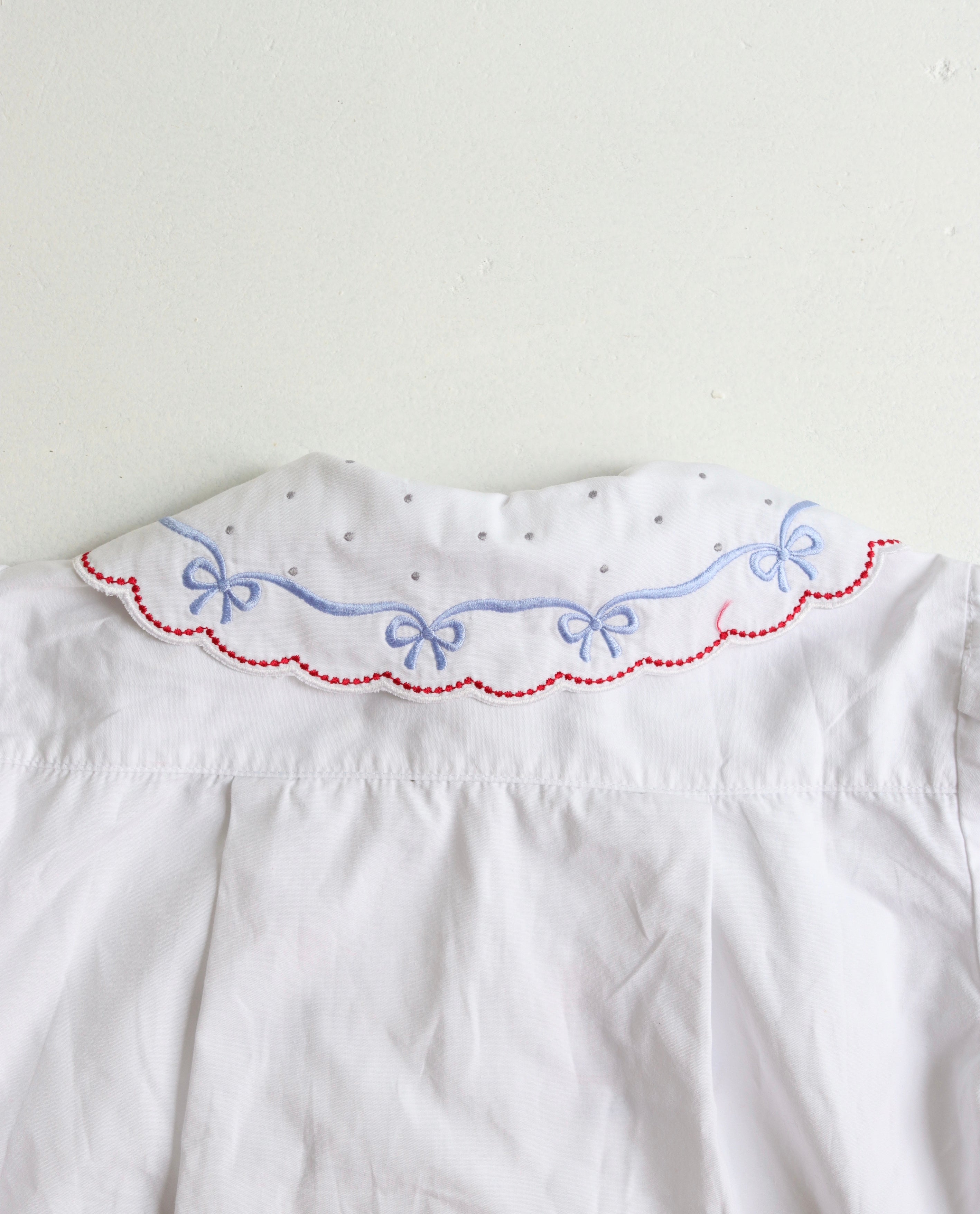 Vintage French white embroidered collared blouse  - Size 4 years - made in France