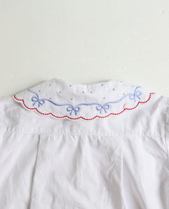 Vintage French white embroidered collared blouse  - Size 4 years - made in France