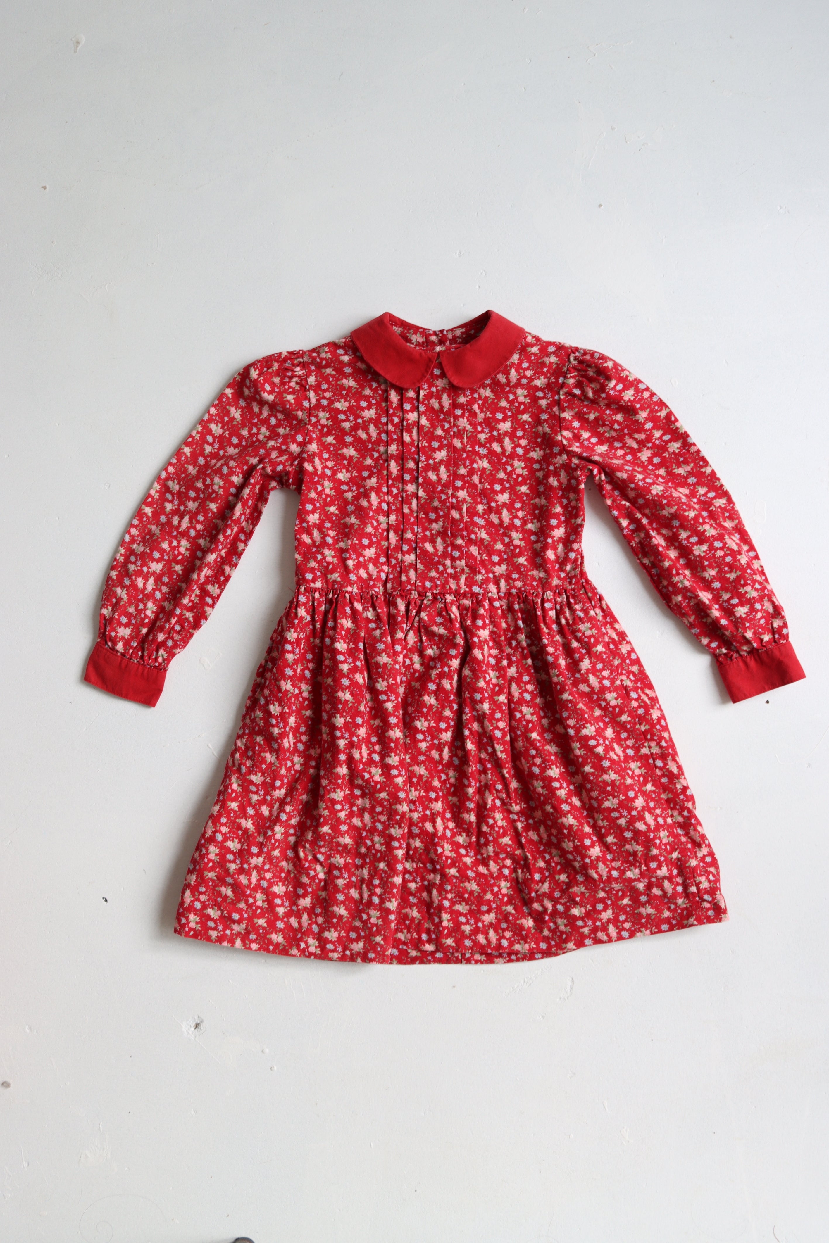 Vintage red floral Laura Ashley dress  - Size 3 years - made in Great Britain