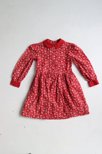Vintage red floral Laura Ashley dress  - Size 3 years - made in Great Britain