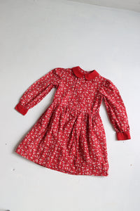 Vintage red floral Laura Ashley dress  - Size 3 years - made in Great Britain