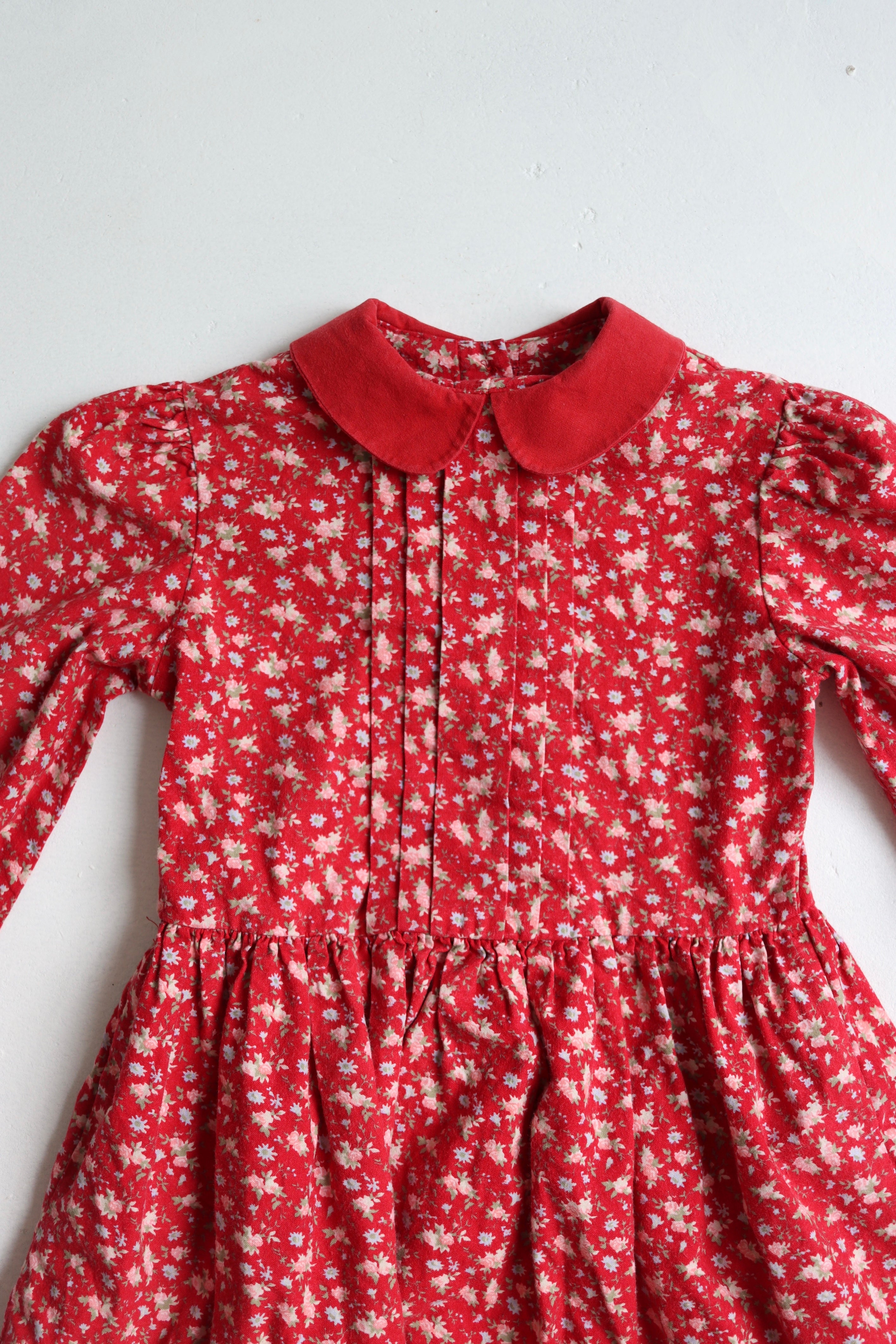 Vintage red floral Laura Ashley dress  - Size 3 years - made in Great Britain