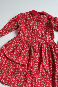 Vintage red floral Laura Ashley dress  - Size 3 years - made in Great Britain
