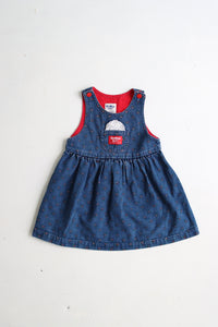 Vintage OshKosh dress with handkerchief pocket - Size 2-3 years - made in USA