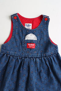 Vintage OshKosh dress with handkerchief pocket - Size 2-3 years - made in USA