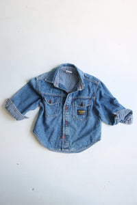 Vintage OshKosh button down denim/striped shirt - Size 2 years