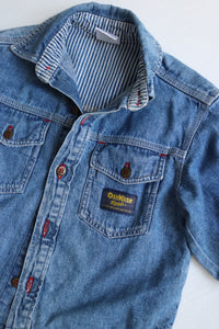Vintage OshKosh button down denim/striped shirt - Size 2 years