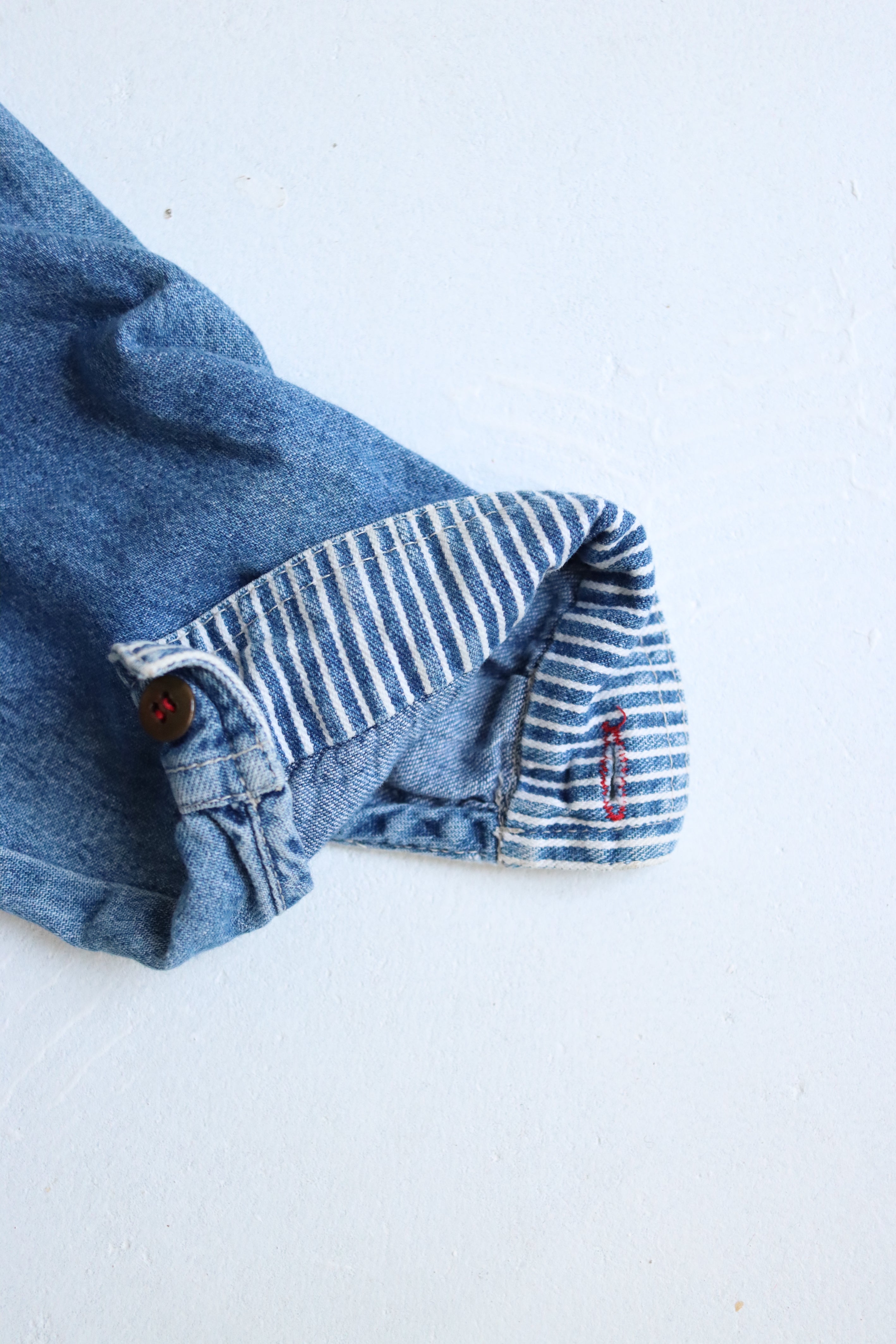 Vintage OshKosh button down denim/striped shirt - Size 2 years