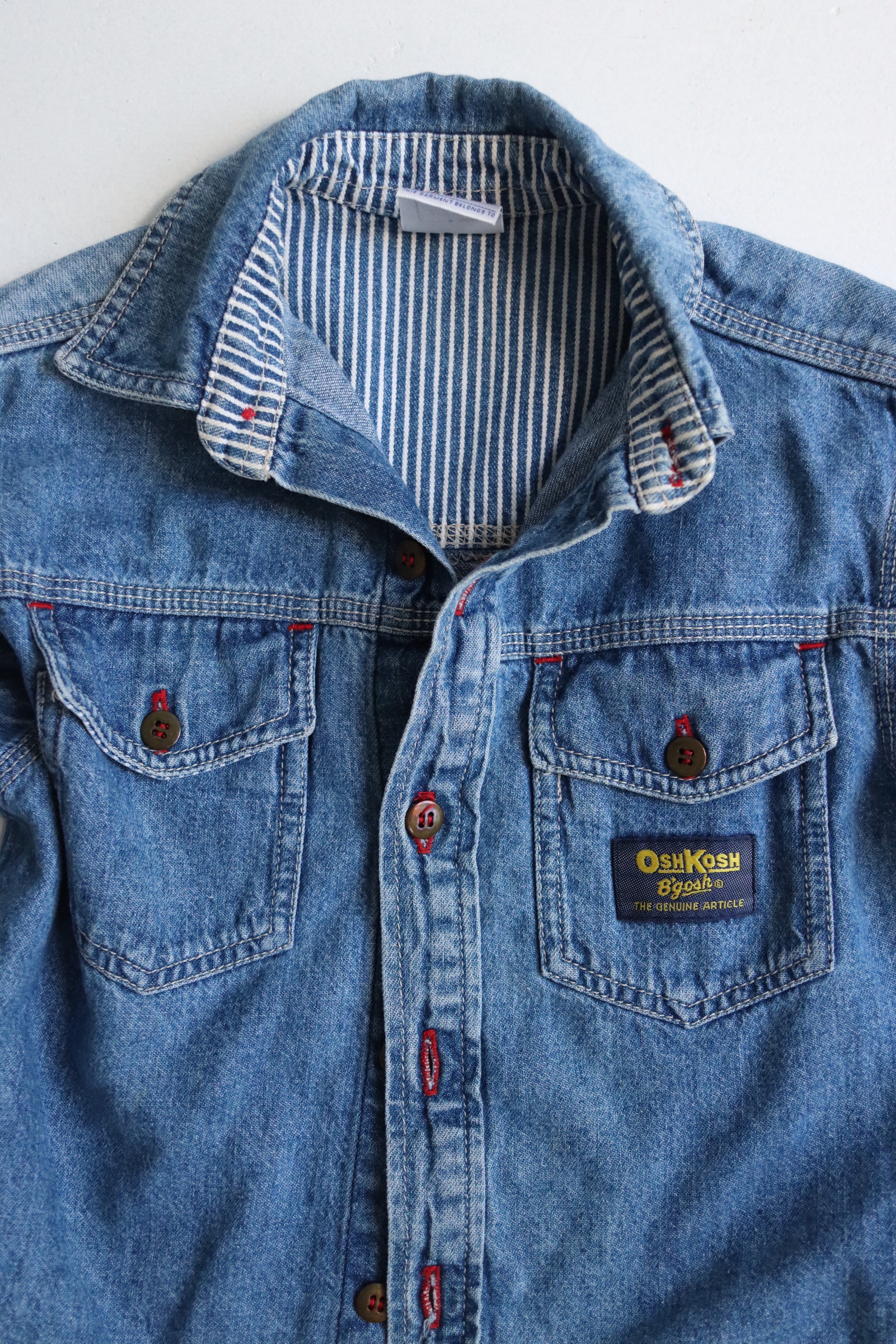Vintage OshKosh button down denim/striped shirt - Size 2 years