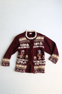 Vintage French embroidered winter sweater - Size 6-8 years