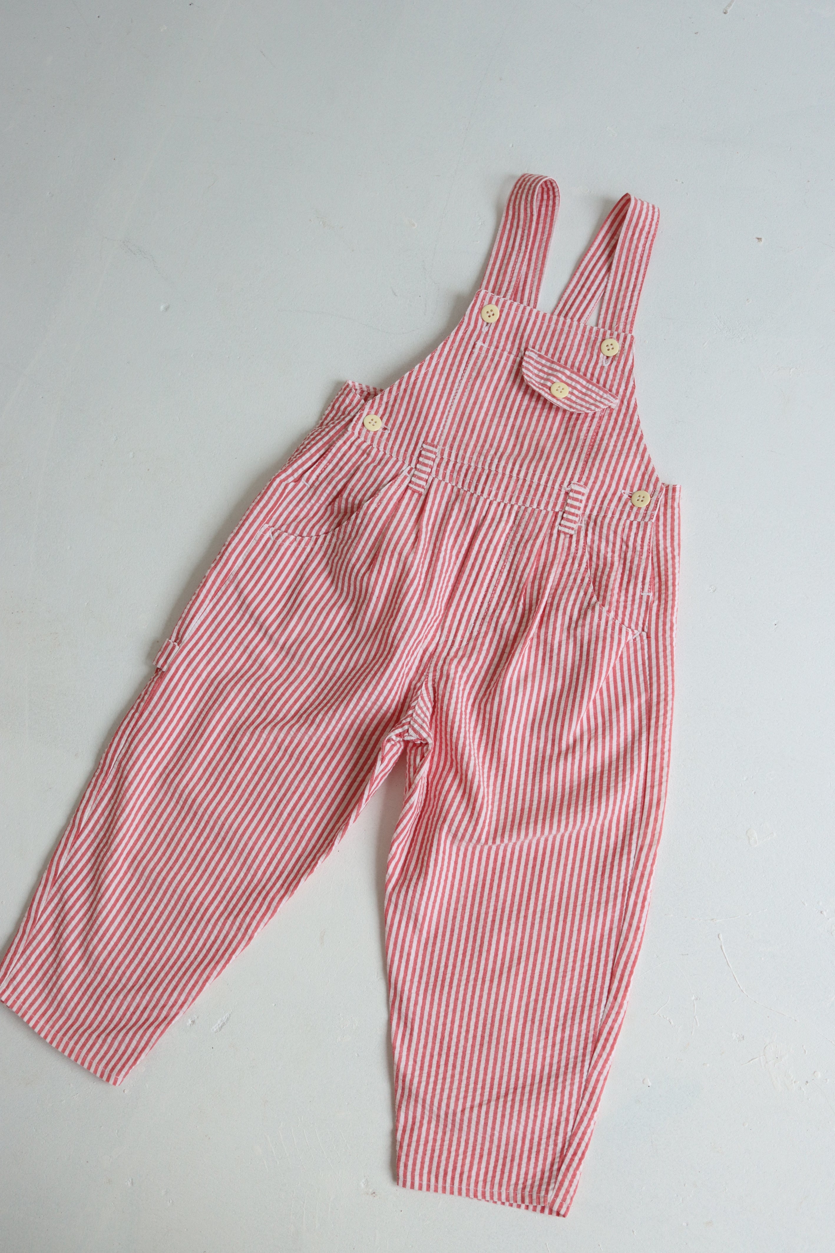 Vintage red striped overalls  - Size 3 years