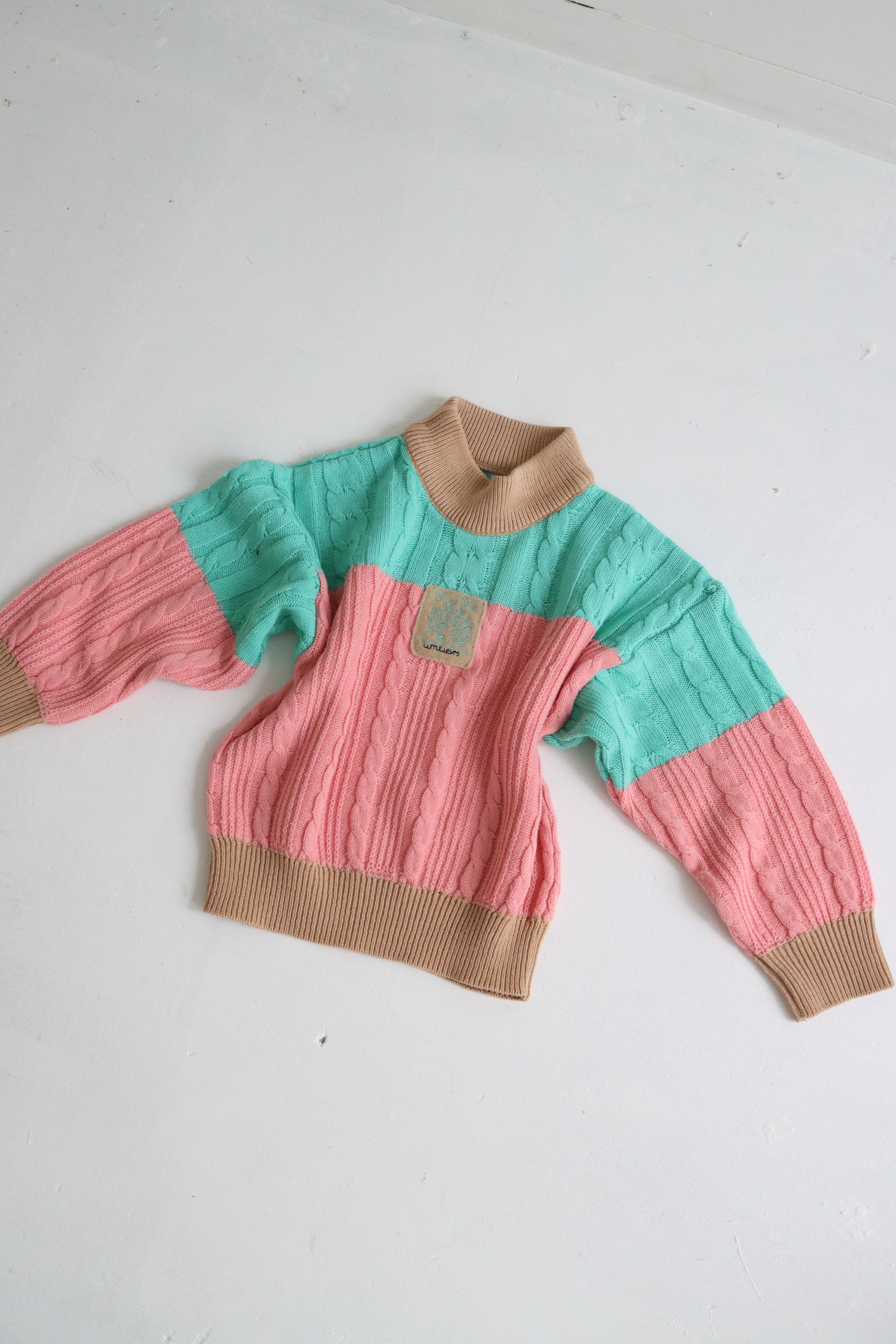 Vintage 80's pink Levi's knit sweater - 2-4 years - made in France
