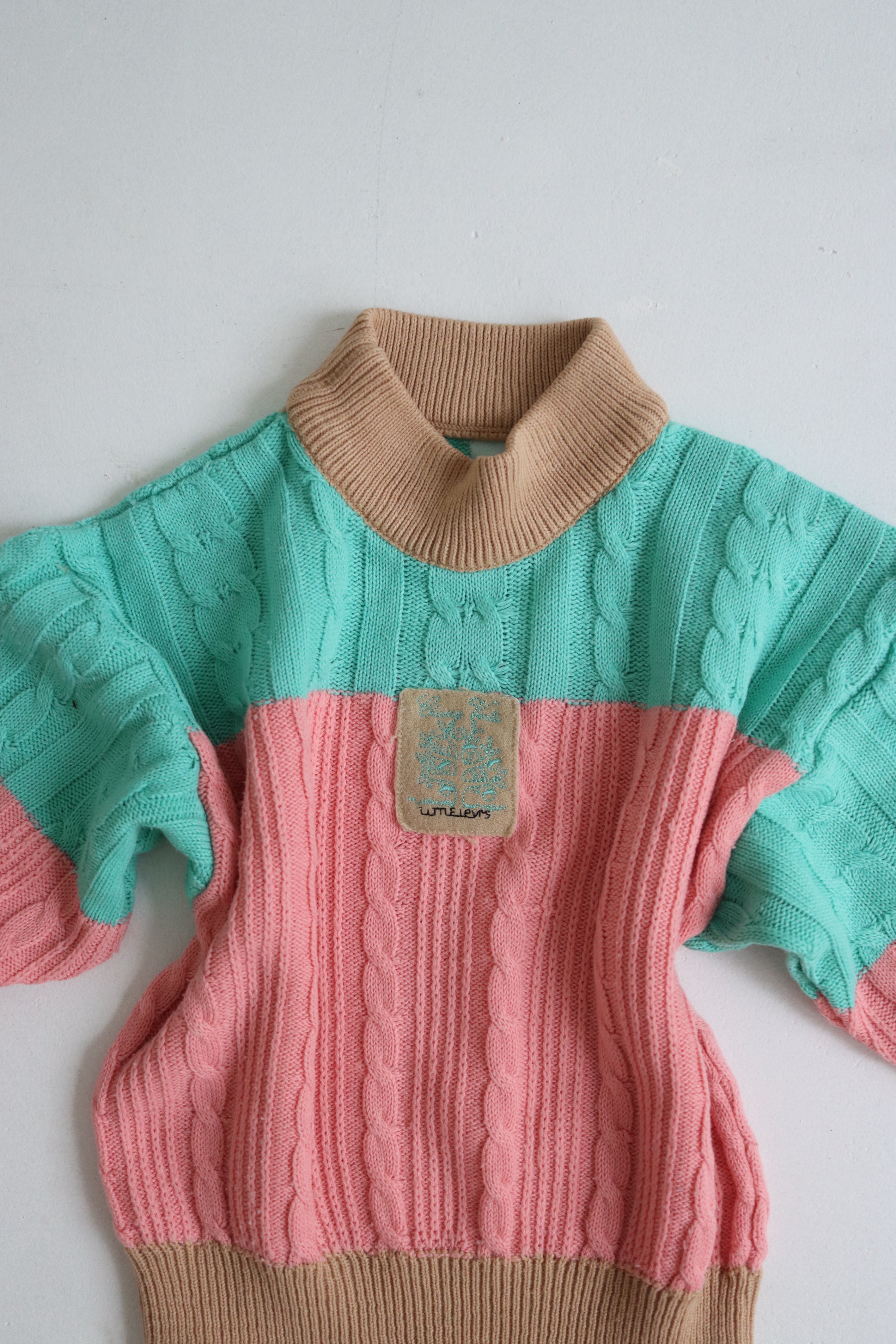Vintage 80's pink Levi's knit sweater - 2-4 years - made in France