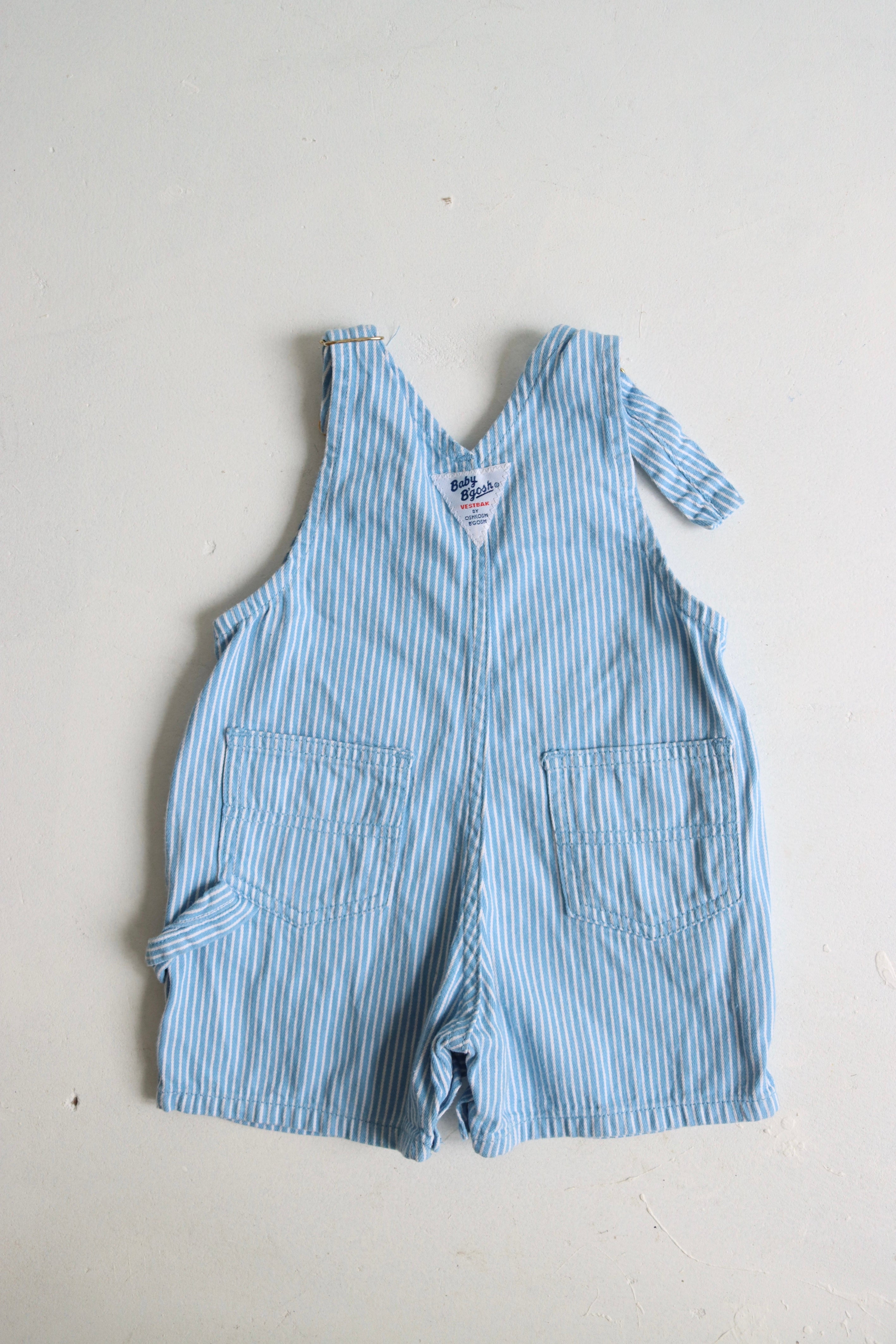 Vintage baby blue OshKosh shortalls - size 6-12 months