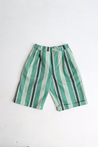 Vintage French green striped bermuda shorts  - size 5/6 years - made in France - new with tag
