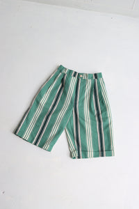 Vintage French green striped bermuda shorts  - size 5/6 years - made in France - new with tag