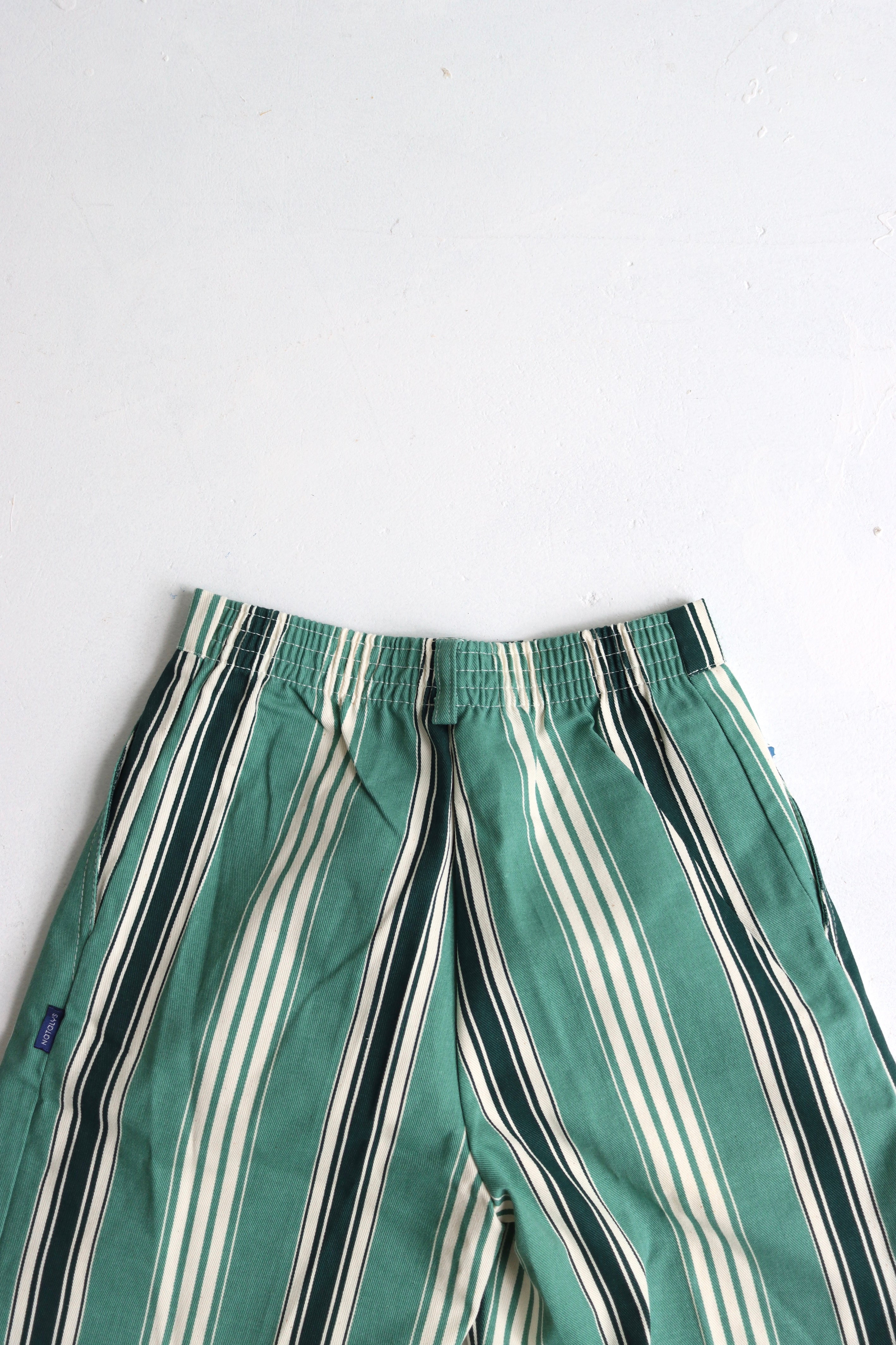 Vintage French green striped bermuda shorts  - size 5/6 years - made in France - new with tag