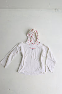 Vintage French long-sleeve with hoodie and floral detail - size 5/6 years