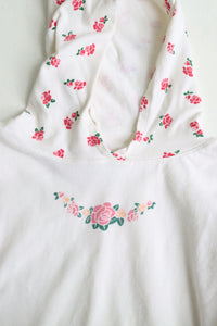 Vintage French long-sleeve with hoodie and floral detail - size 5/6 years