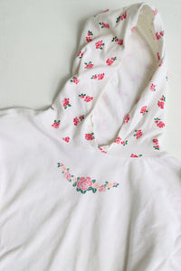 Vintage French long-sleeve with hoodie and floral detail - size 5/6 years