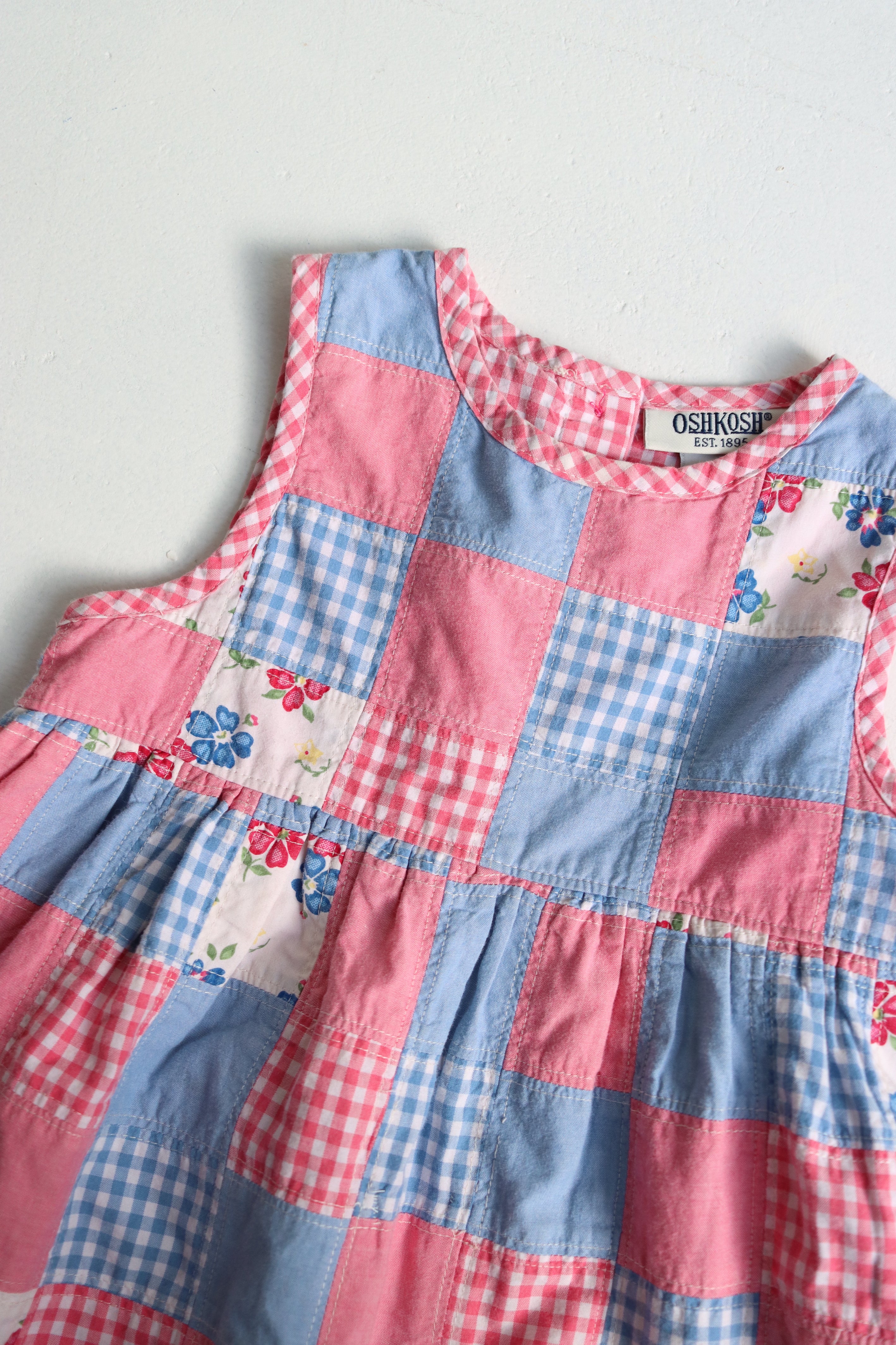 Vintage OshKosh patchwork dress - size 24 months