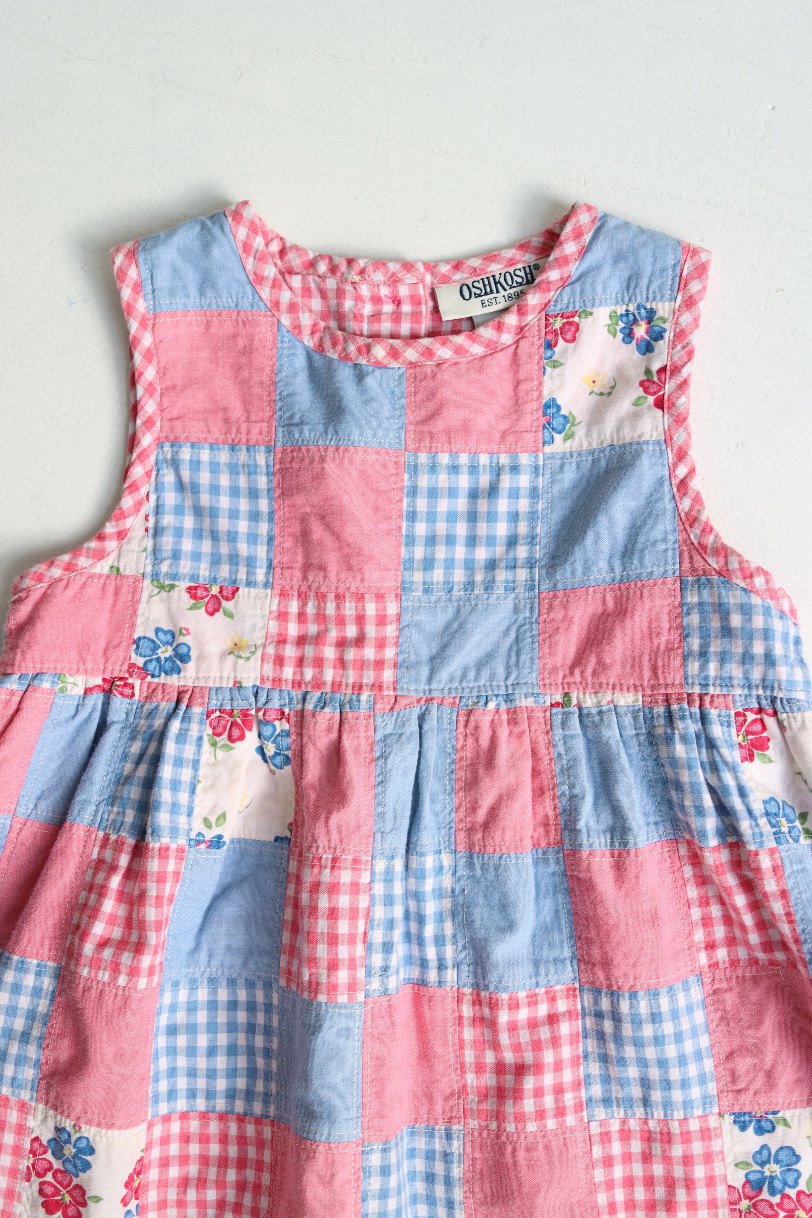 Vintage OshKosh patchwork dress - size 24 months