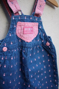 Vintage OshKosh baby overalls with duck print - size 3-6 months - made in USA
