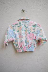 Vintage French floral denim jacket  - size 6-12 months