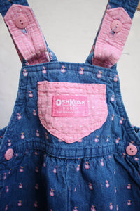Vintage OshKosh baby overalls with duck print - size 3-6 months - made in USA