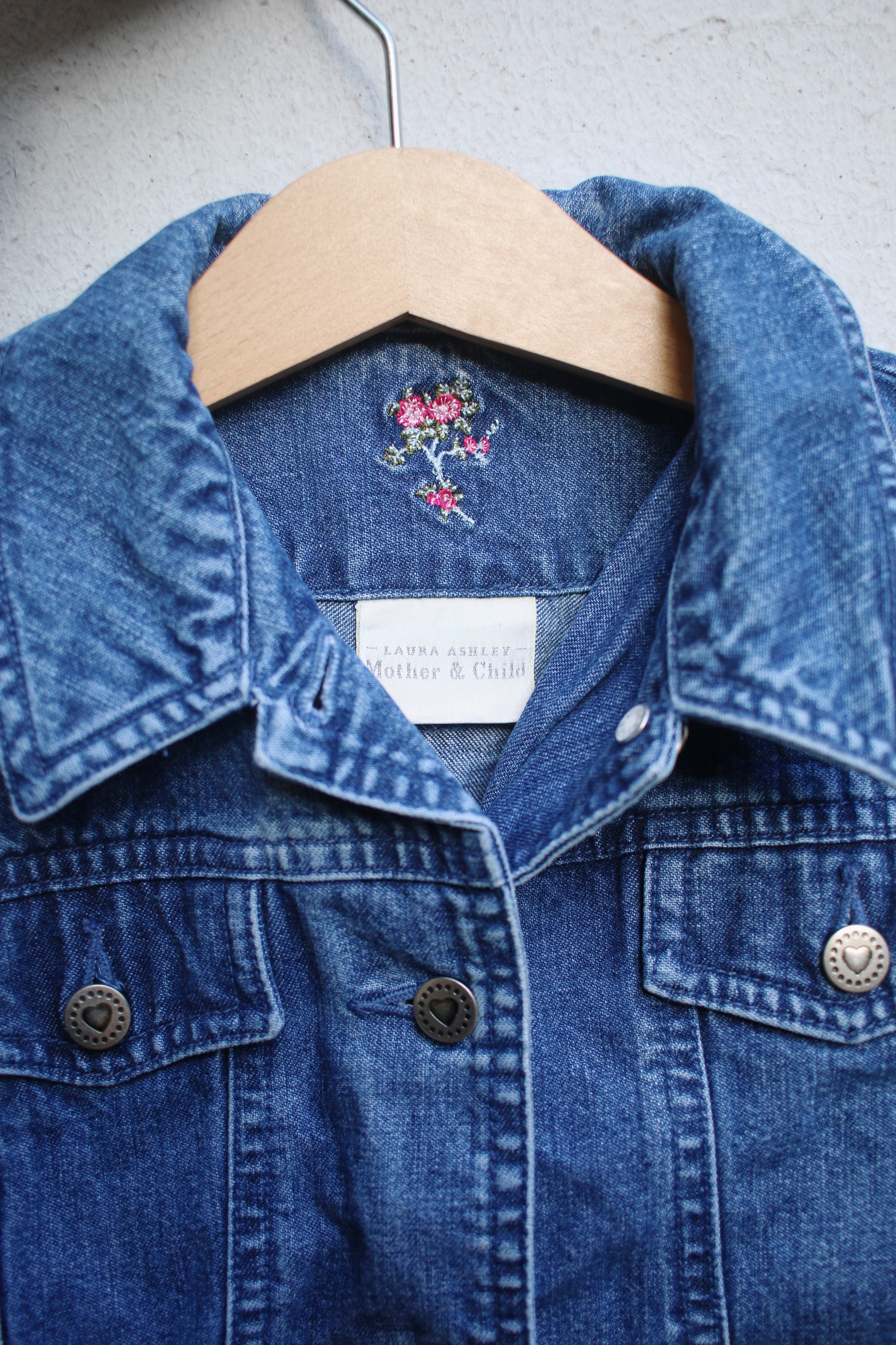 Vintage Laura Ashley denim jacket with floral embroidery size 4