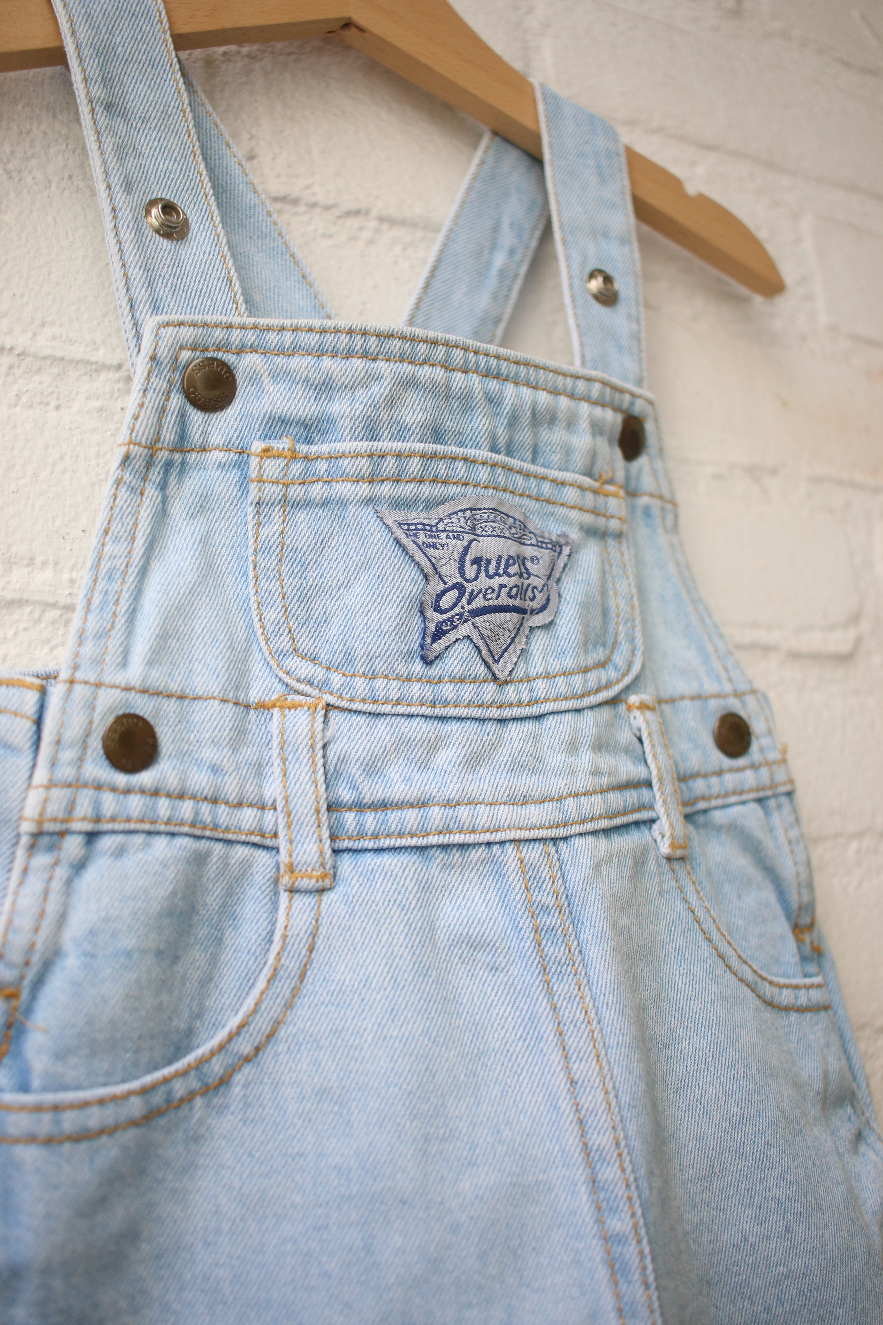 Vintage lightwash Guess overalls - size 6 months - made in USA