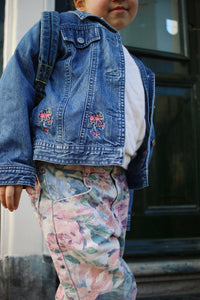 Vintage Laura Ashley denim jacket with floral embroidery  - size 4 years