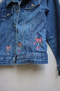 Vintage Laura Ashley denim jacket with floral embroidery  - size 4 years
