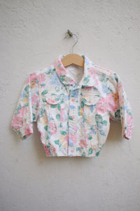 Vintage French floral denim jacket  - size 6-12 months