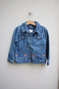 Vintage Laura Ashley denim jacket with floral embroidery  - size 4 years