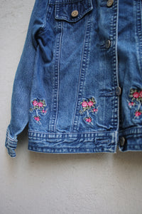 Vintage Laura Ashley denim jacket with floral embroidery  - size 4 years