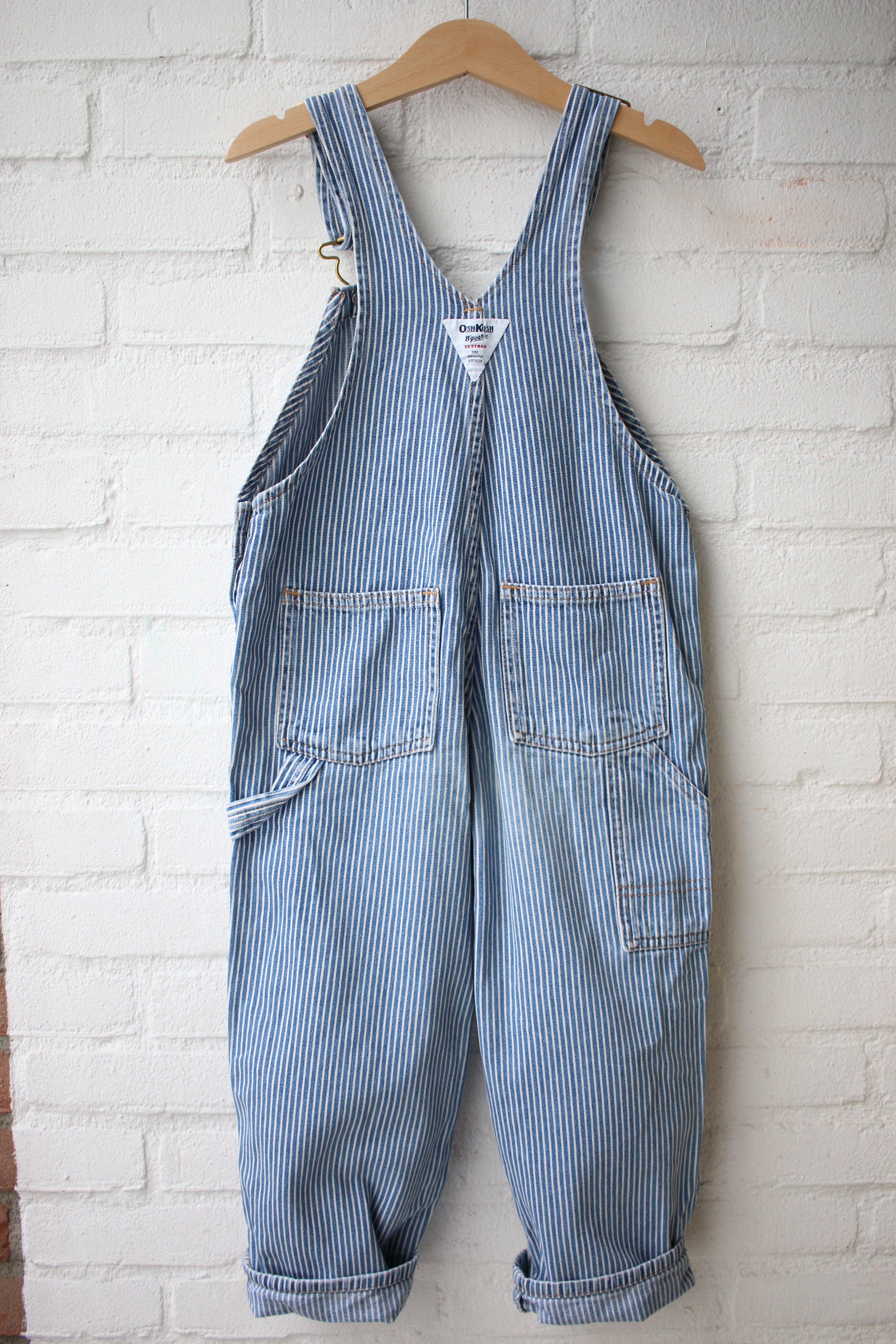Vintage striped OshKosh overalls - size 4 years - made in Honduras