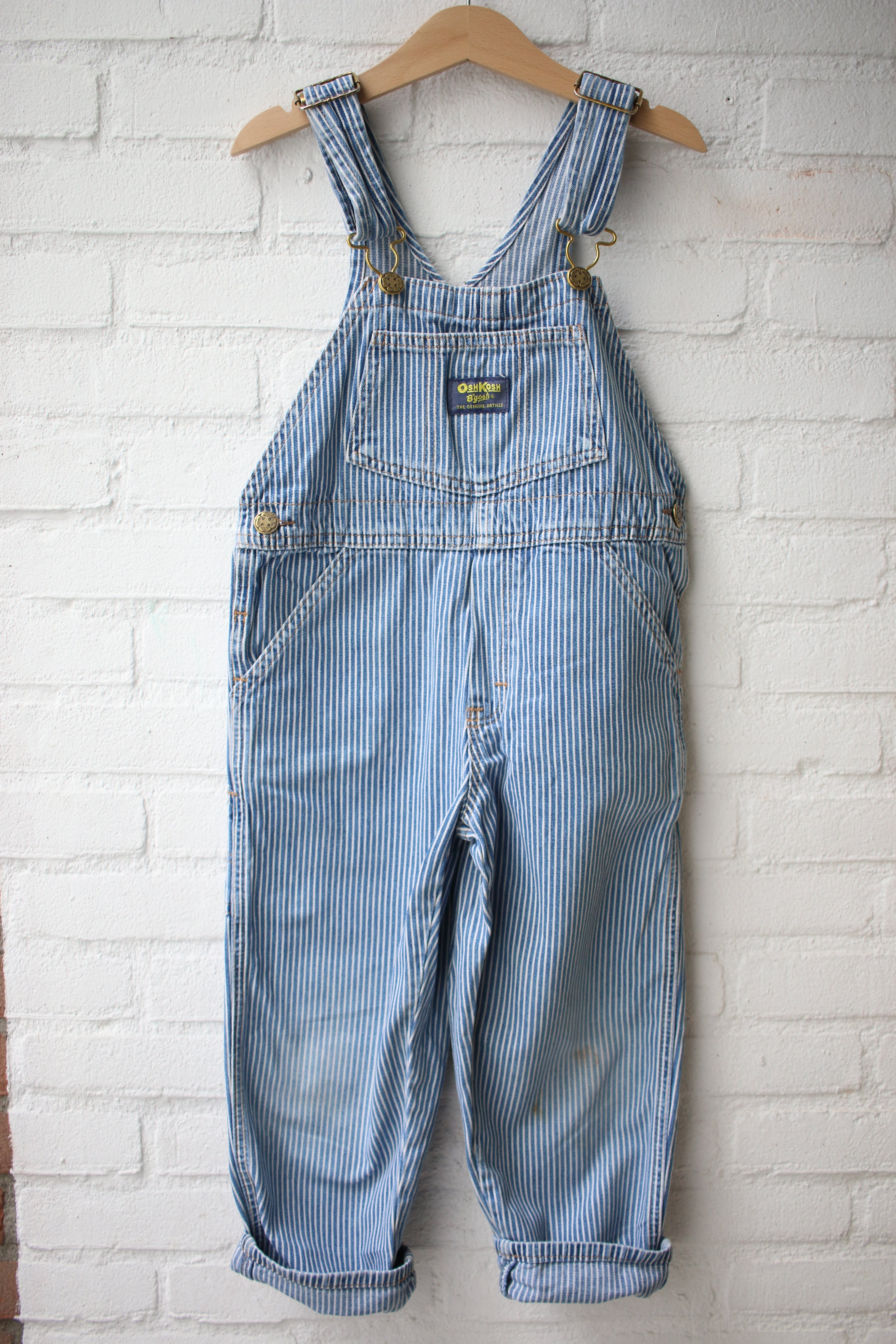 Vintage striped OshKosh overalls - size 4 years - made in Honduras